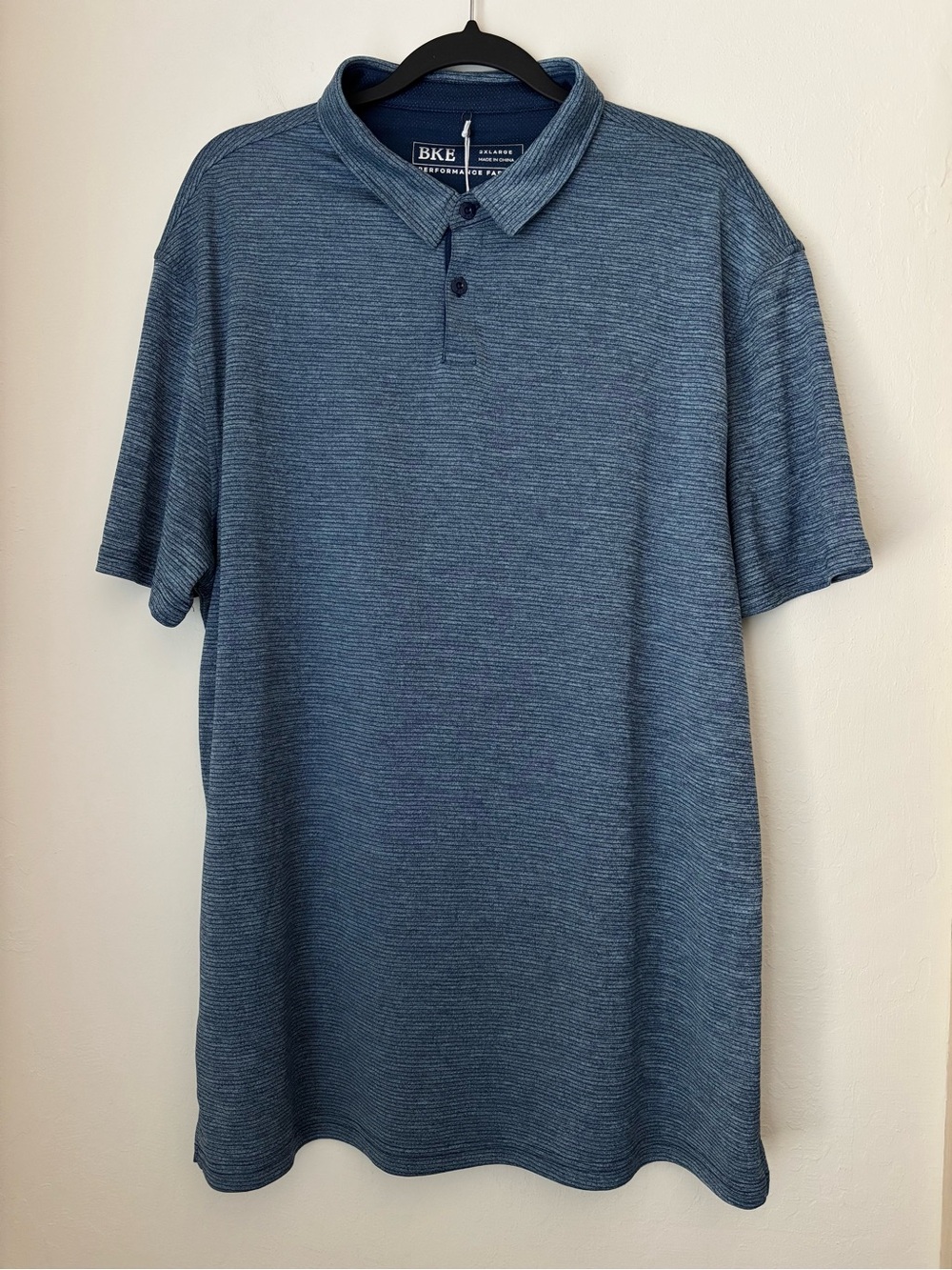 Buckle BKE Walker Performance Stretch Polo in Navy Stripe Men’s XXL NEW Active
